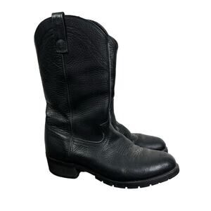 Dan Post Men's Black Leather Pull On Western Boots Size 9.5 EW Extra Wide